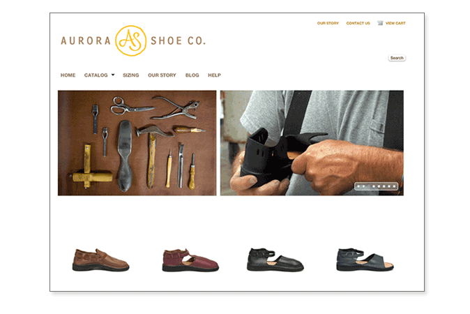 Aurora Shoe Co. website (design by ASC