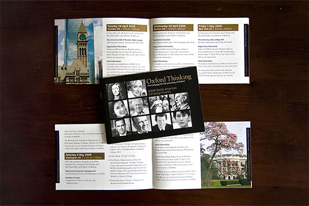 Oxford Thinking: alumni campaign events invitation brochure