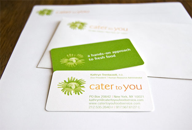 Logo design and stationery design for Cater to You, a healthy foods caterer for private schools in NYC