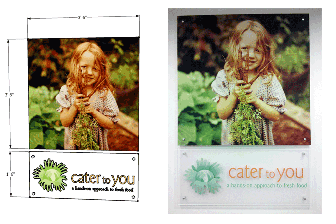 Office signs designed for Cater to You, a healthy foods caterer for private schools in NYC