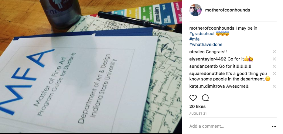 @motherofcoonhounds posting about MFA on Instagram