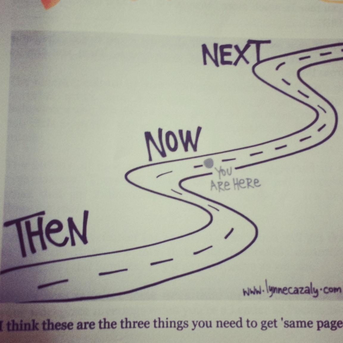 Then / Now / Next map in the BOOK: Leader as Facilitator: How to inspire, engage and get work done by Lynne Cazaly 