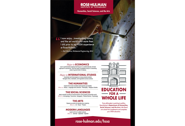Marketing collateral for the Dept of Humanities, Social Sciences, and the Arts at Rose-Hulman Institute of Technology