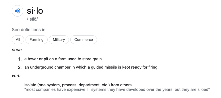 Definition of Silo Google search screenshot
