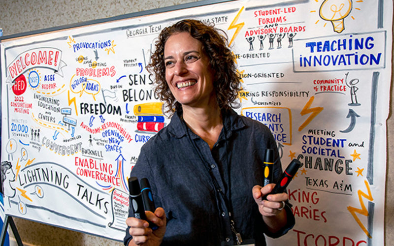 Julia Reich graphic recording at REDCon 22 for engineering education